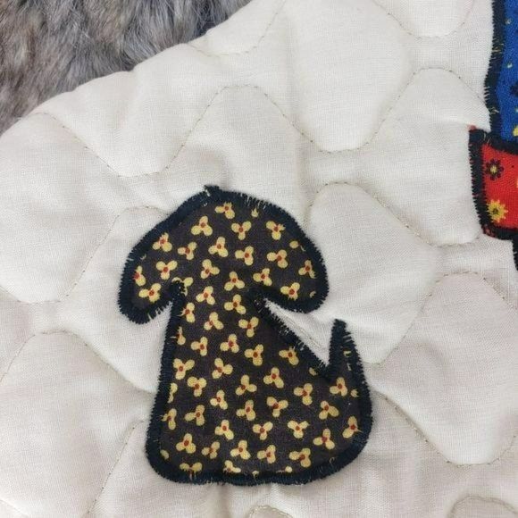 Vintage Hand Stitched Quilted Primitive Child With Dog Christmas Stocking - Picture 5 of 8